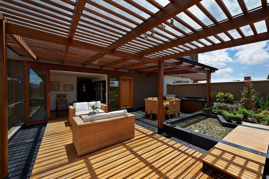 Beautifully Constructed Wooden Pergola that is Ideal for Outdoor Relaxation and Entertainment